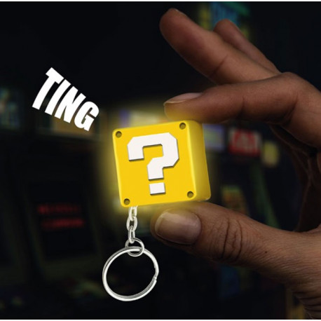 Super Mario Llavero con Iluminación y sonido Question Block 4 cm