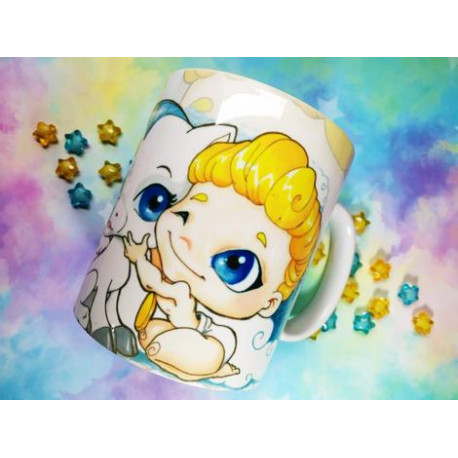 Cute Hercules and Pegasus mug taza