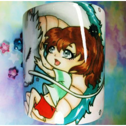Cute Chihiro and Haku mug taza