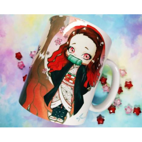 Cute Nezuko mug taza