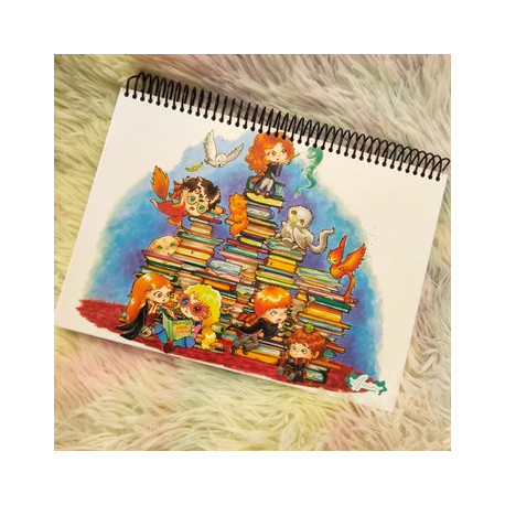 Cute Wizard's Library cuaderno A5 Notebook