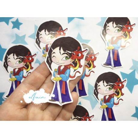 Pegatina papel sticker Mulán