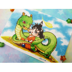 Postal Goku y Shenlong postcard