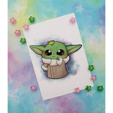 Postal baby Yoda postcard